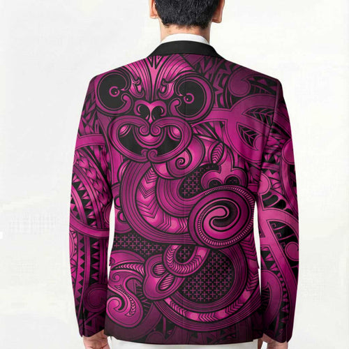 Aotearoa Maori Hei Tiki Blazer Mawhero Kowhaiwhai Puhoro Motif