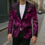 Aotearoa Maori Hei Tiki Blazer Mawhero Kowhaiwhai Puhoro Motif