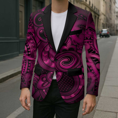 Aotearoa Maori Hei Tiki Blazer Mawhero Kowhaiwhai Puhoro Motif