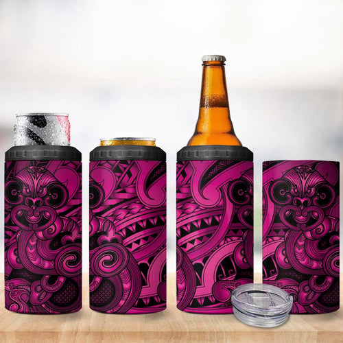 Aotearoa Maori Hei Tiki 4 in 1 Can Cooler Tumbler Mawhero Kowhaiwhai Puhoro Motif