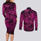 Aotearoa Maori Hei Tiki Couples Matching Long Sleeve Bodycon Dress and Long Sleeve Button Shirt Mawhero Kowhaiwhai Puhoro Motif