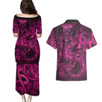Aotearoa Maori Hei Tiki Couples Matching Puletasi and Hawaiian Shirt Mawhero Kowhaiwhai Puhoro Motif