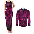 Aotearoa Maori Hei Tiki Couples Matching Tank Maxi Dress and Long Sleeve Button Shirt Mawhero Kowhaiwhai Puhoro Motif