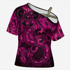 Aotearoa Maori Hei Tiki Cross Shoulder Shirt Mawhero Kowhaiwhai Puhoro Motif