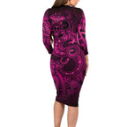 Aotearoa Maori Hei Tiki Family Matching Long Sleeve Bodycon Dress and Hawaiian Shirt Mawhero Kowhaiwhai Puhoro Motif