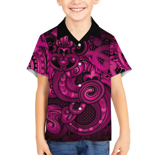 Aotearoa Maori Hei Tiki Family Matching Off The Shoulder Long Sleeve Dress and Hawaiian Shirt Mawhero Kowhaiwhai Puhoro Motif