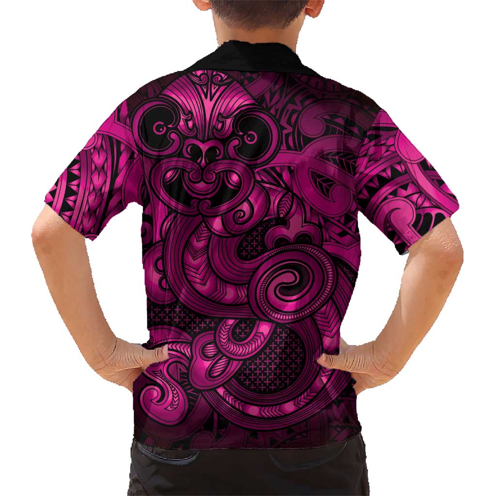Aotearoa Maori Hei Tiki Family Matching Off Shoulder Short Dress and Hawaiian Shirt Mawhero Kowhaiwhai Puhoro Motif