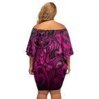 Aotearoa Maori Hei Tiki Family Matching Off Shoulder Short Dress and Hawaiian Shirt Mawhero Kowhaiwhai Puhoro Motif