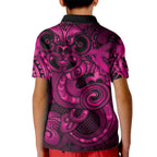 Aotearoa Maori Hei Tiki Kid Polo Shirt Mawhero Kowhaiwhai Puhoro Motif