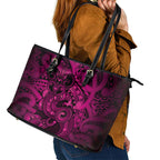 Aotearoa Maori Hei Tiki Leather Tote Bag Mawhero Kowhaiwhai Puhoro Motif