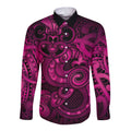 Aotearoa Maori Hei Tiki Long Sleeve Button Shirt Mawhero Kowhaiwhai Puhoro Motif