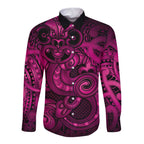 Aotearoa Maori Hei Tiki Long Sleeve Button Shirt Mawhero Kowhaiwhai Puhoro Motif