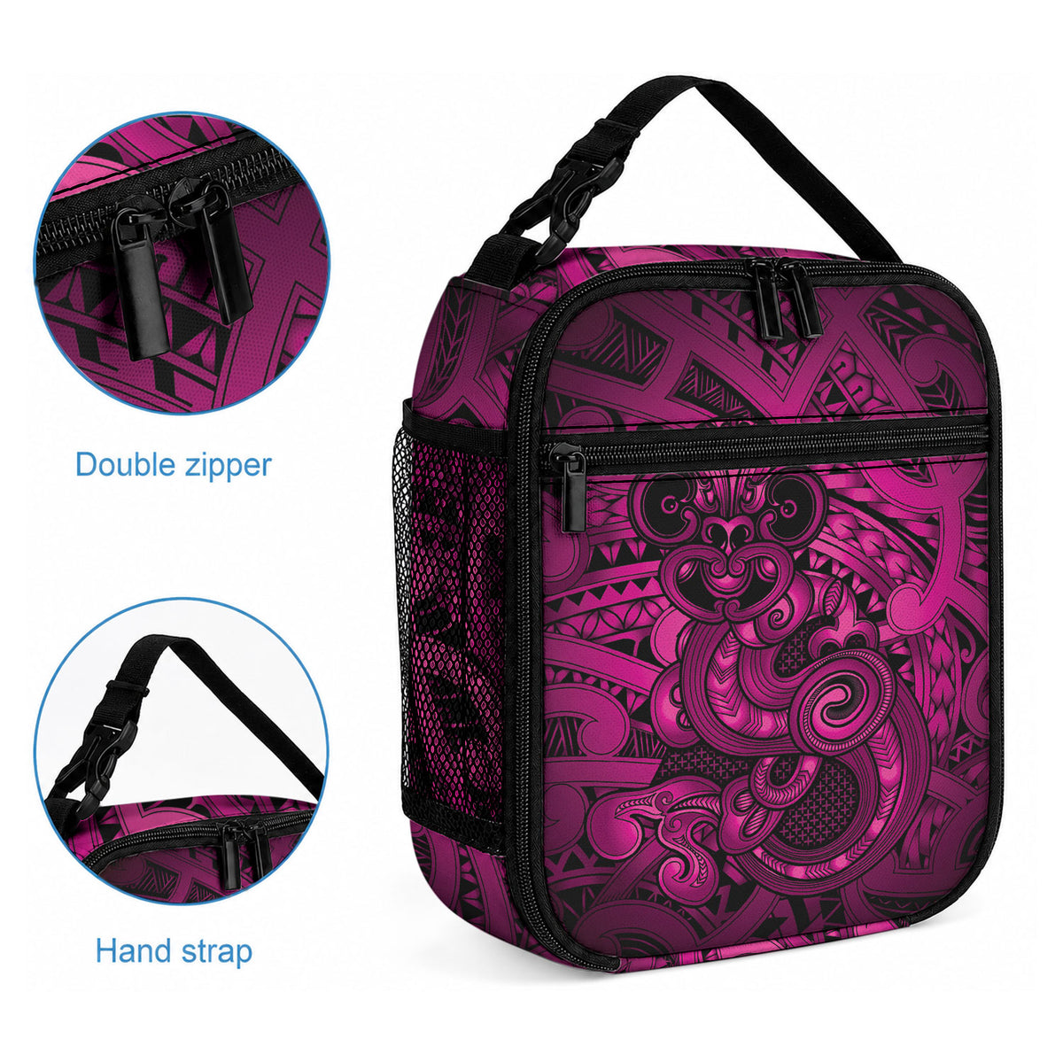 Aotearoa Maori Hei Tiki Lunch Bag Mawhero Kowhaiwhai Puhoro Motif