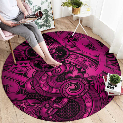 Aotearoa Maori Hei Tiki Round Carpet Mawhero Kowhaiwhai Puhoro Motif