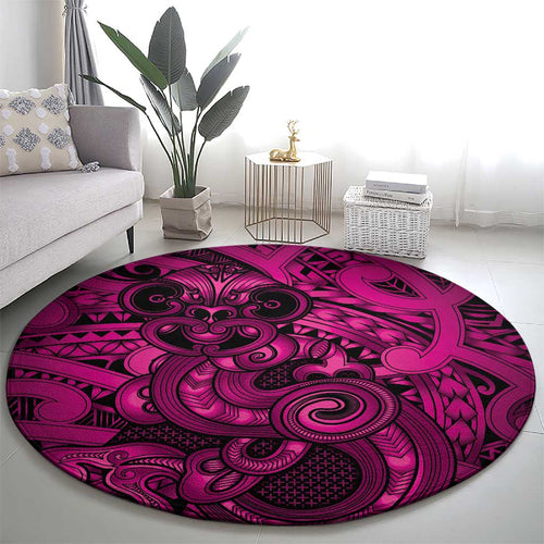 Aotearoa Maori Hei Tiki Round Carpet Mawhero Kowhaiwhai Puhoro Motif