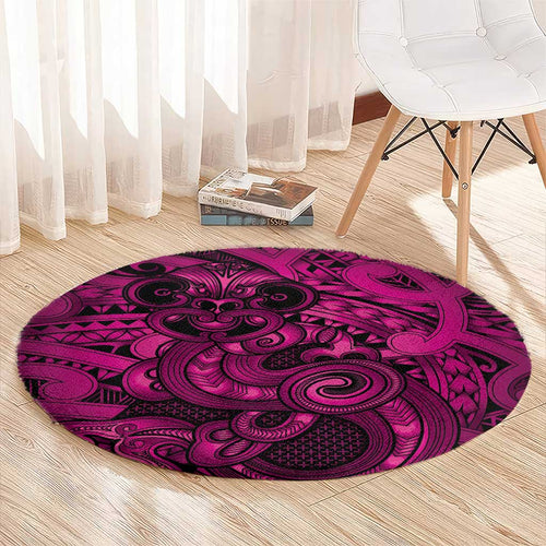 Aotearoa Maori Hei Tiki Round Carpet Mawhero Kowhaiwhai Puhoro Motif