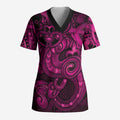Aotearoa Maori Hei Tiki Scrub Top Mawhero Kowhaiwhai Puhoro Motif