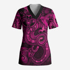 Aotearoa Maori Hei Tiki Scrub Top Mawhero Kowhaiwhai Puhoro Motif