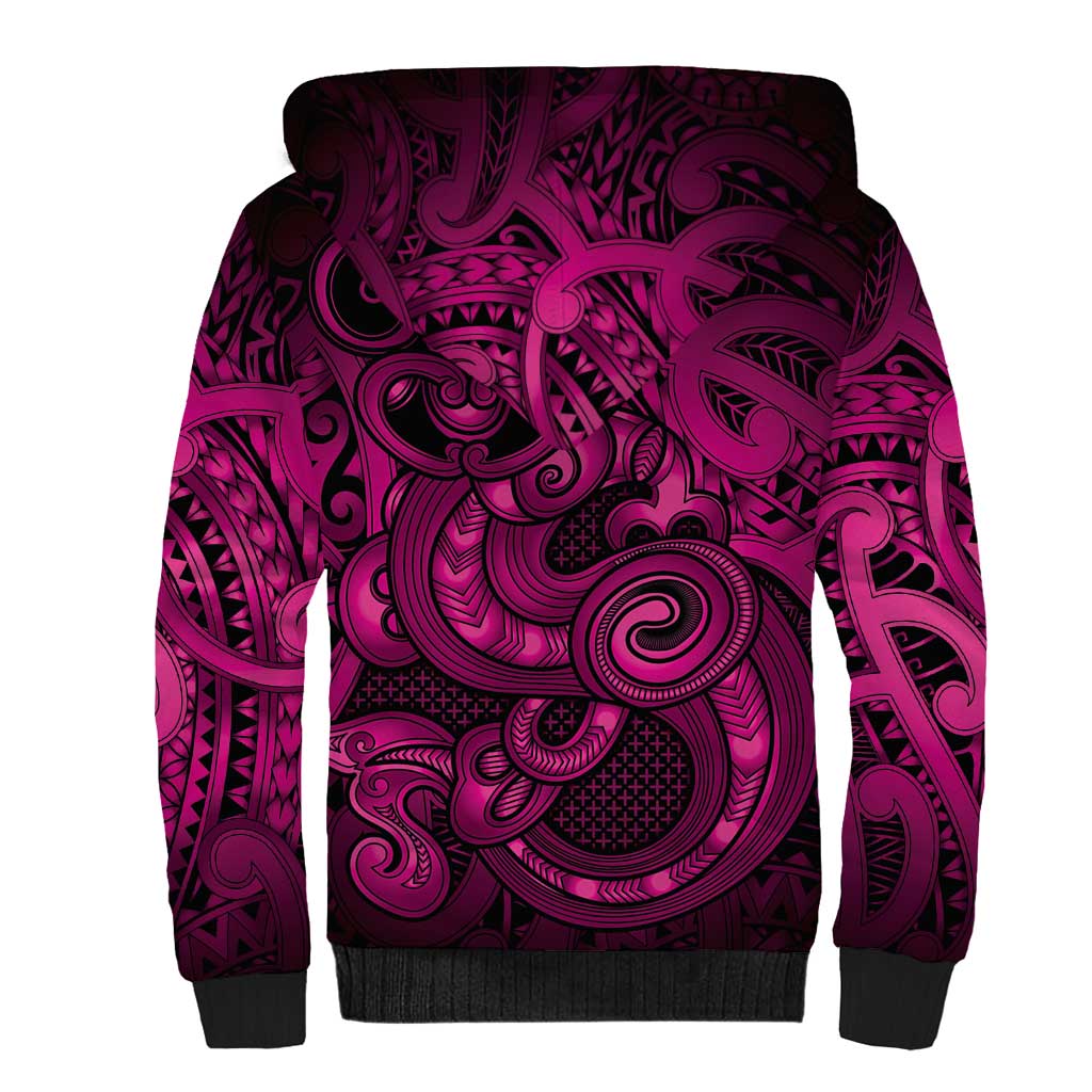 Aotearoa Maori Hei Tiki Sherpa Hoodie Mawhero Kowhaiwhai Puhoro Motif
