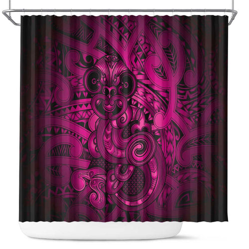 Aotearoa Maori Hei Tiki Shower Curtain Mawhero Kowhaiwhai Puhoro Motif