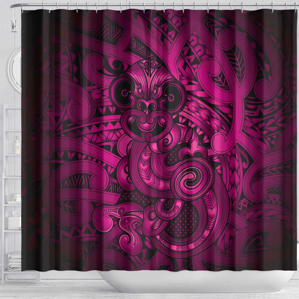 Aotearoa Maori Hei Tiki Shower Curtain Mawhero Kowhaiwhai Puhoro Motif