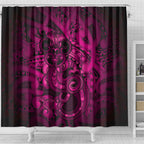 Aotearoa Maori Hei Tiki Shower Curtain Mawhero Kowhaiwhai Puhoro Motif