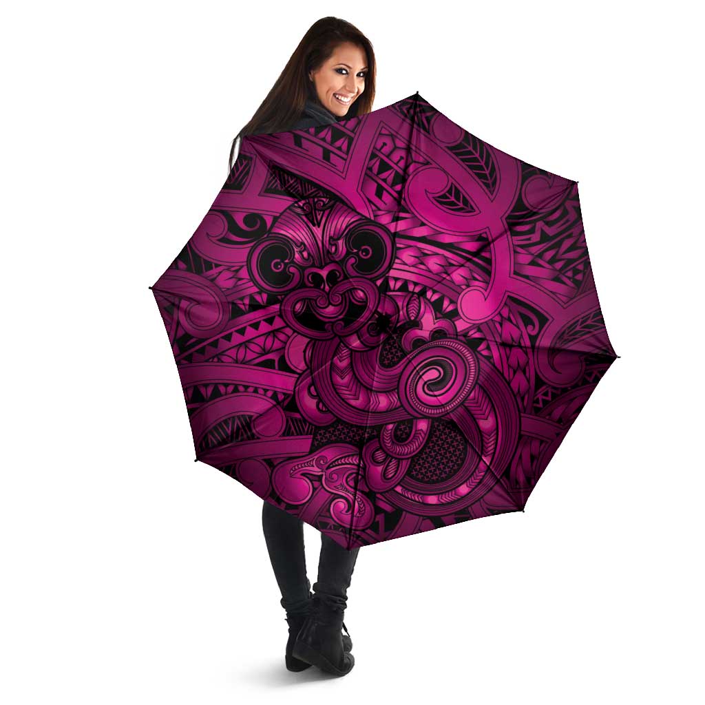 Aotearoa Maori Hei Tiki Umbrella Mawhero Kowhaiwhai Puhoro Motif