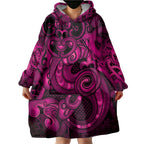 Aotearoa Maori Hei Tiki Wearable Blanket Hoodie Mawhero Kowhaiwhai Puhoro Motif