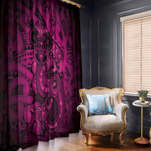 Aotearoa Maori Hei Tiki Window Curtain Mawhero Kowhaiwhai Puhoro Motif