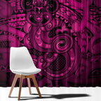 Aotearoa Maori Hei Tiki Window Curtain Mawhero Kowhaiwhai Puhoro Motif