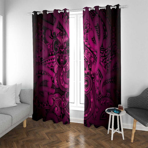 Aotearoa Maori Hei Tiki Window Curtain Mawhero Kowhaiwhai Puhoro Motif