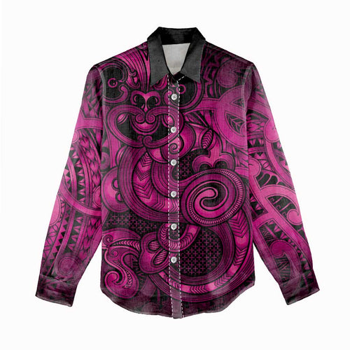 Aotearoa Maori Hei Tiki Women Casual Shirt Mawhero Kowhaiwhai Puhoro Motif