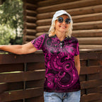 Aotearoa Maori Hei Tiki Women Polo Shirt Mawhero Kowhaiwhai Puhoro Motif