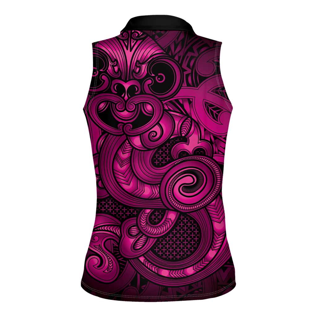 Aotearoa Maori Hei Tiki Women Sleeveless Polo Shirt Mawhero Kowhaiwhai Puhoro Motif