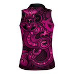 Aotearoa Maori Hei Tiki Women Sleeveless Polo Shirt Mawhero Kowhaiwhai Puhoro Motif