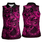 Aotearoa Maori Hei Tiki Women Sleeveless Polo Shirt Mawhero Kowhaiwhai Puhoro Motif