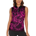 Aotearoa Maori Hei Tiki Women Sleeveless Polo Shirt Mawhero Kowhaiwhai Puhoro Motif