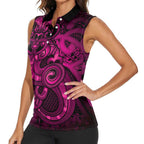 Aotearoa Maori Hei Tiki Women Sleeveless Polo Shirt Mawhero Kowhaiwhai Puhoro Motif