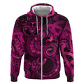 Aotearoa Maori Hei Tiki Zip Hoodie Mawhero Kowhaiwhai Puhoro Motif