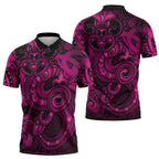Aotearoa Maori Hei Tiki Zipper Polo Shirt Mawhero Kowhaiwhai Puhoro Motif