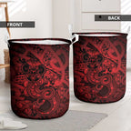 Aotearoa Maori Hei Tiki Laundry Basket Whero Kowhaiwhai Puhoro Motif