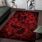 Aotearoa Maori Hei Tiki Area Rug Whero Kowhaiwhai Puhoro Motif