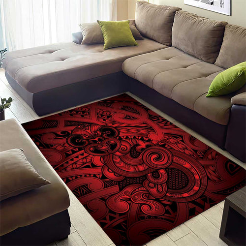 Aotearoa Maori Hei Tiki Area Rug Whero Kowhaiwhai Puhoro Motif