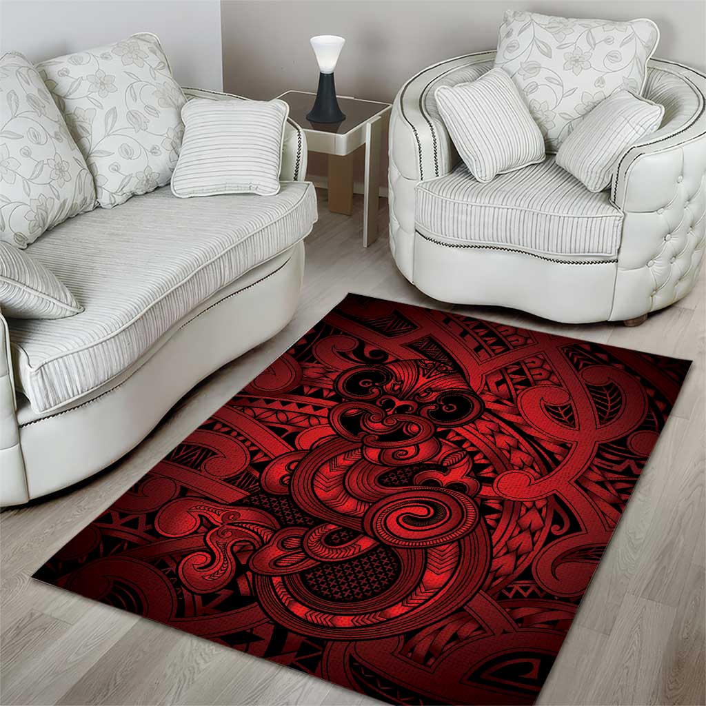 Aotearoa Maori Hei Tiki Area Rug Whero Kowhaiwhai Puhoro Motif