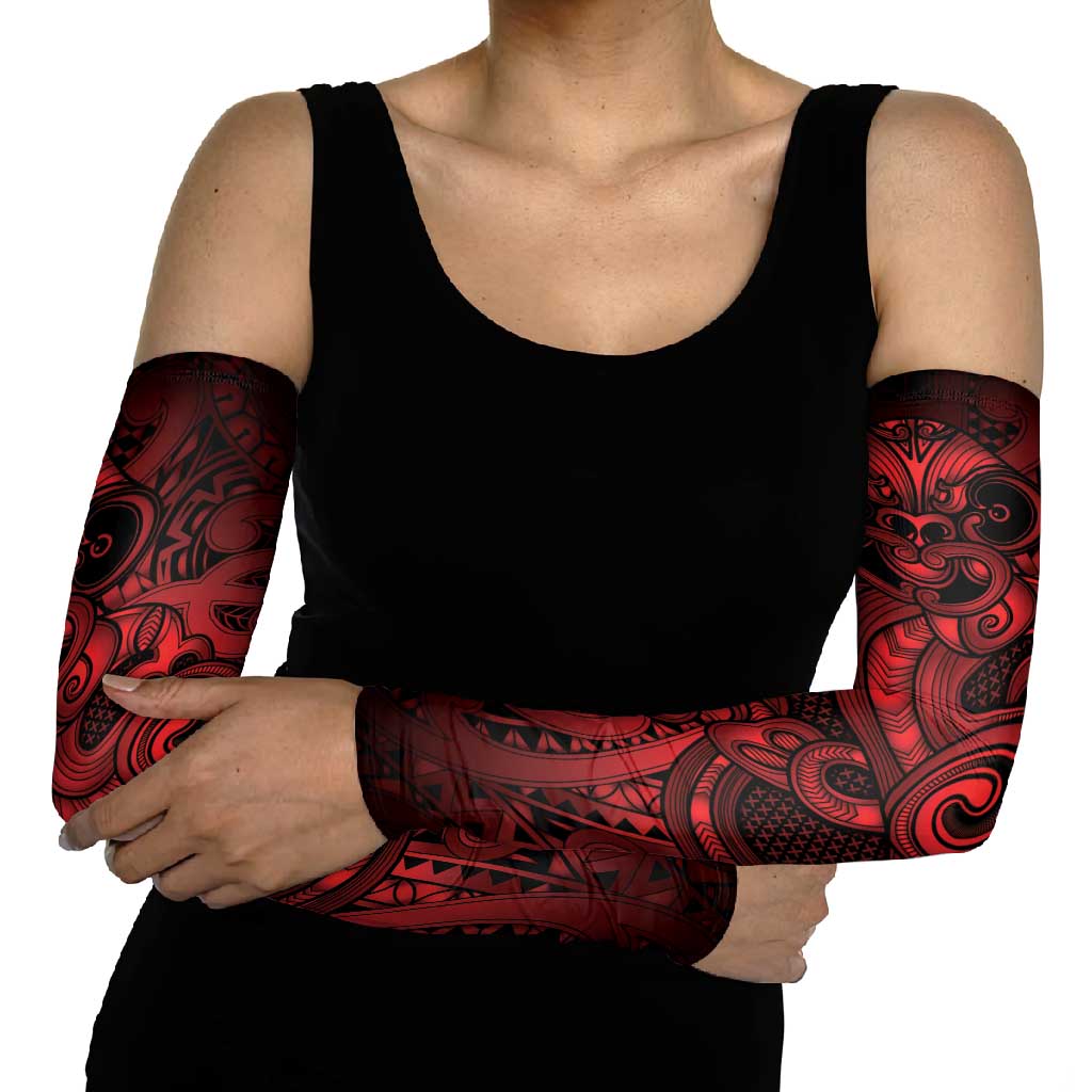 Aotearoa Maori Hei Tiki Arm Sleeves Whero Kowhaiwhai Puhoro Motif