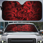 Aotearoa Maori Hei Tiki Auto Sun Shade Whero Kowhaiwhai Puhoro Motif
