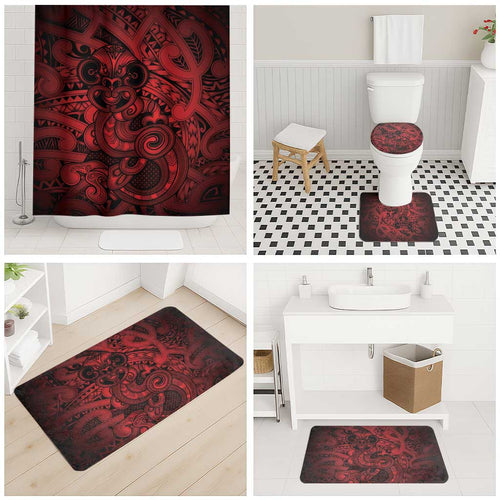 Aotearoa Maori Hei Tiki Bathroom Set Whero Kowhaiwhai Puhoro Motif