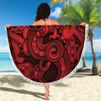 Aotearoa Maori Hei Tiki Beach Blanket Whero Kowhaiwhai Puhoro Motif