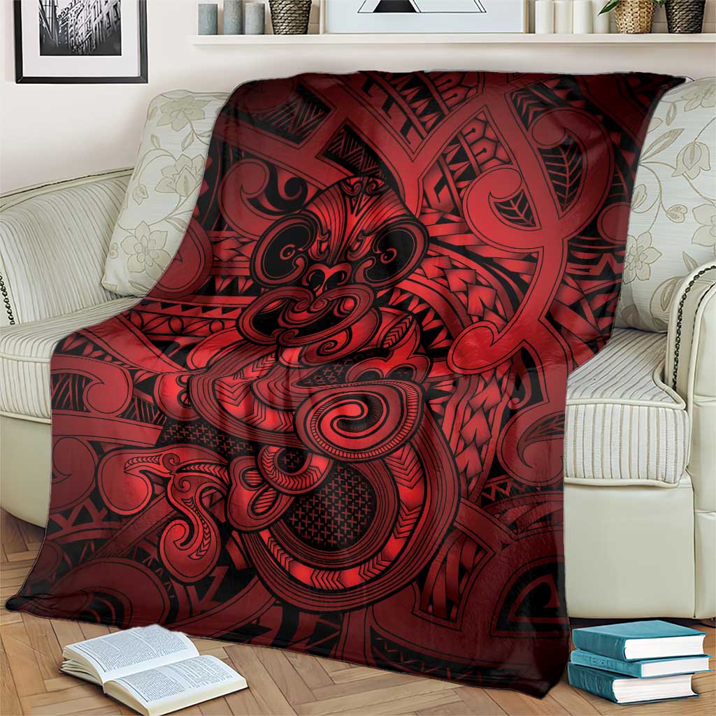 Aotearoa Maori Hei Tiki Blanket Whero Kowhaiwhai Puhoro Motif