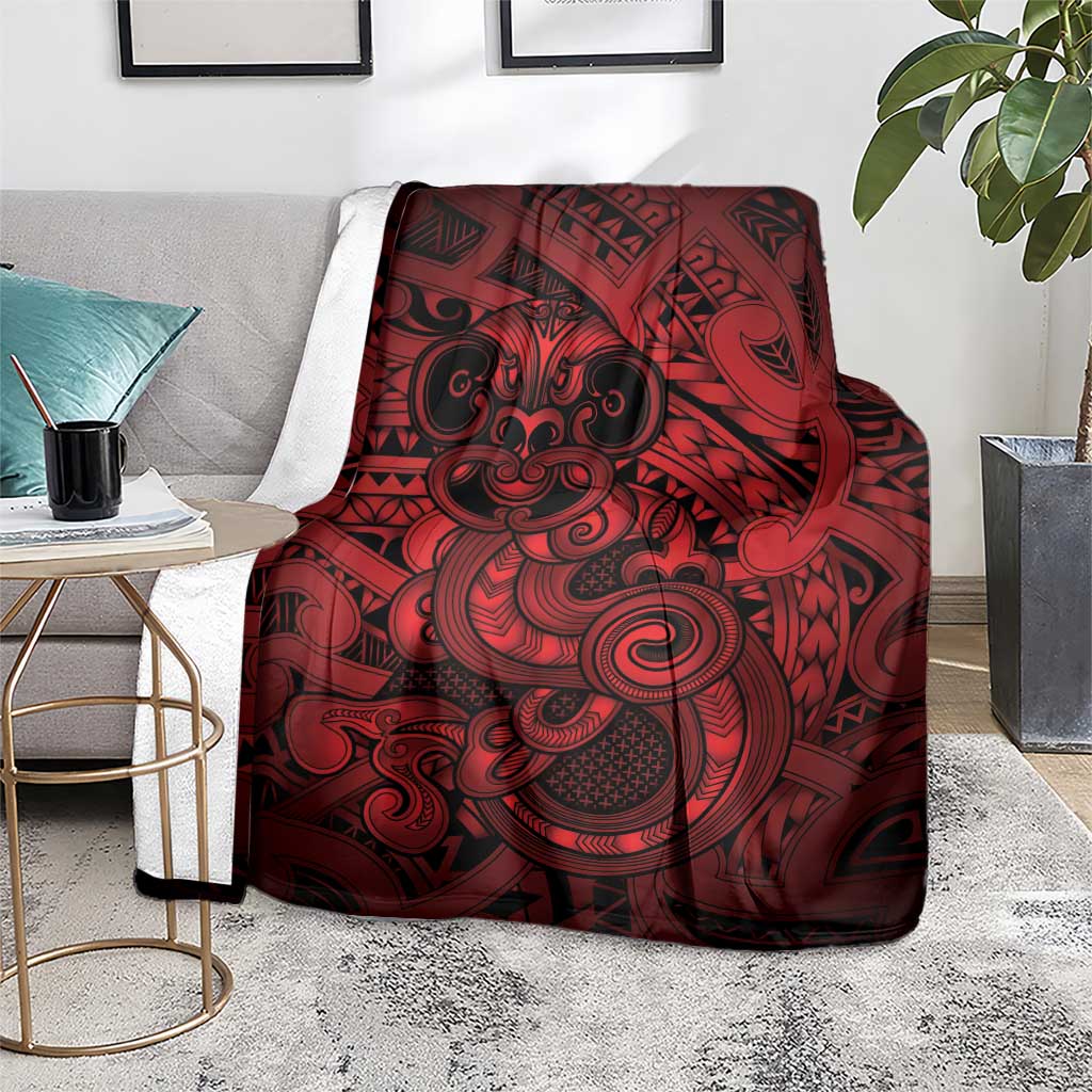 Aotearoa Maori Hei Tiki Blanket Whero Kowhaiwhai Puhoro Motif